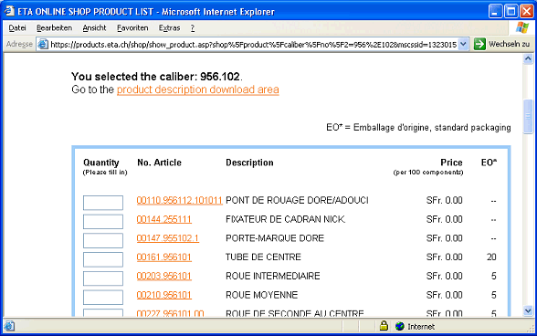 Figure 7: EOS product list