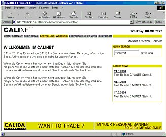 Figure 4.1 Page d'accueil du site Calida B2B Figure 4.1 Page d'accueil du site Calida B2B