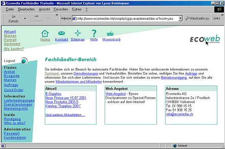 Fig. 3.1 Website Ecomedia AG