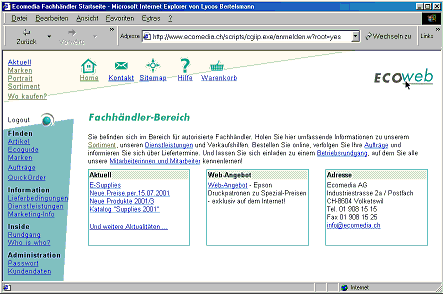 Abb. 3.1: Website Ecomedia AG