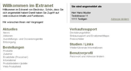 Abbildung 3: Extranet für registrierte Partner.