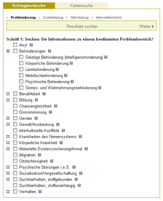 Abbildung: Schlagwortsuche