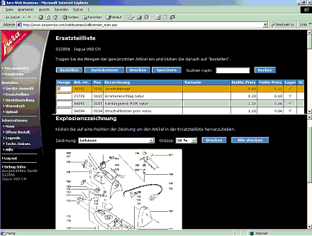 Figure 4.5: Accès aux pièces de rechange en cliquant sur le schéma