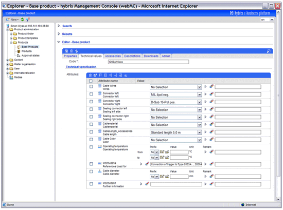 Abb. 3: Administration der Produktinformationen Abb. 3: Administration der Produktinformationen