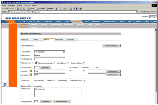 Abbildung 1: Datenbank-Editor (FormGen). 