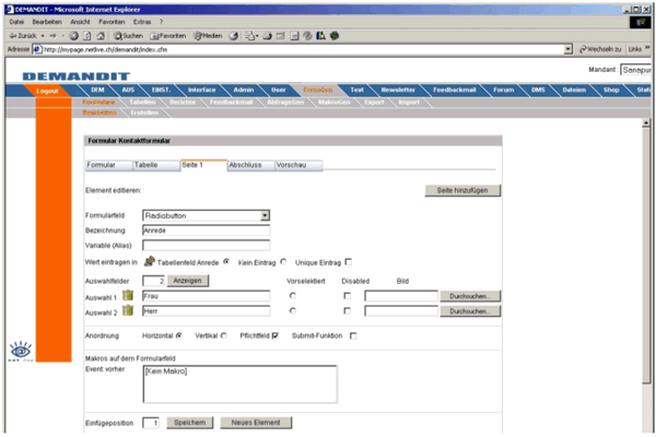 Abbildung 1: Datenbank-Editor (FormGen). Abbildung 1: Datenbank-Editor (FormGen).