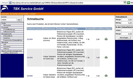 Figure 3.4: Fast search for articles