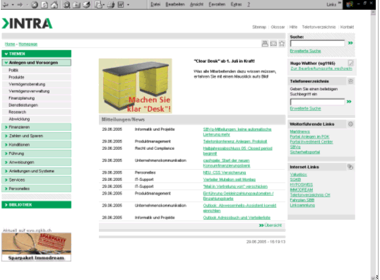 Abbildung 2: Intranet der SGKB