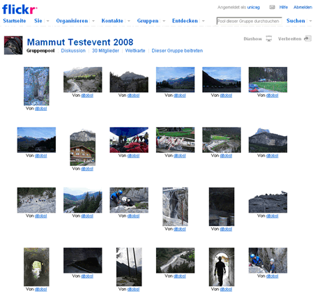 Abb. 1: Mammut Testevent-Community auf Flickr