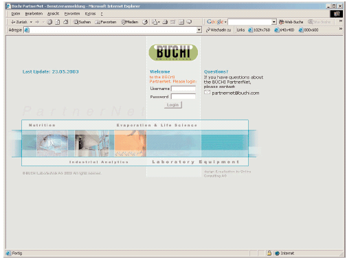 Abbildung 1.1 Screenshot Extranet Applikation Abbildung 1.1 Screenshot Extranet Applikation