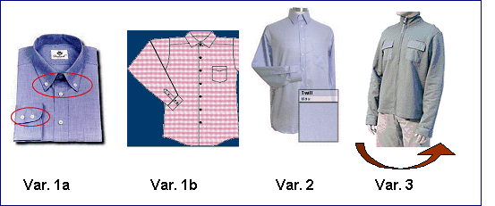 Abb. 3: Generelle Alternativen zur Visualisierung eines Hemdes Abb. 3: Generelle Alternativen zur Visualisierung eines Hemdes