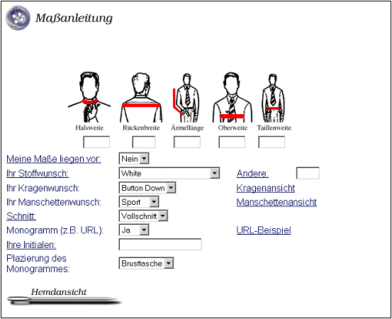 Abb. 8: Worst-Practice Beispiel eines Konfigurators (unklare Darstellung der Masse, verwirrende Auswahl der Produktkomponenten)