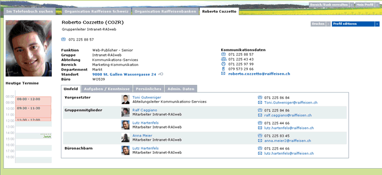 Abb. 2: Screenshot Telefonbuch RAIweb 2.0