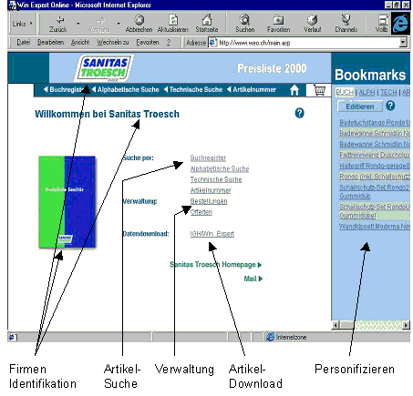 Abbildung 5.1: Einstiegseite zum Sanitas Troesch-Preisbuch