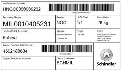 Abb. 3: Beispiel einer Barcode Etikette für eine Transporteinheit Abb. 3: Beispiel einer Barcode Etikette für eine Transporteinheit