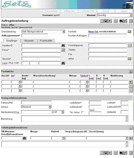 Fig. 4: Recording/alteration of transportation job orders