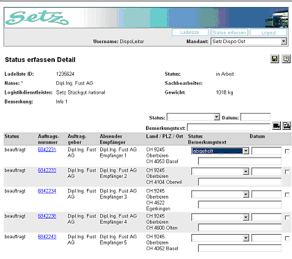 Figure 6: Recording status – Setz logistics department perspective