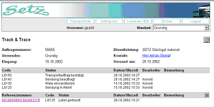 Abbildung 7: Sendungsverfolgung / Track & Trace