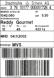 Abbildung 5: Beispiel der SSCC-Etikette einer Transporteinheit