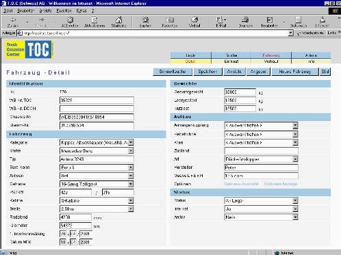 Abbildung 3.1 : Screenshot Datenbankmaske