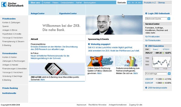 Abb. 1: Screenshot aus dem Internet der ZKB